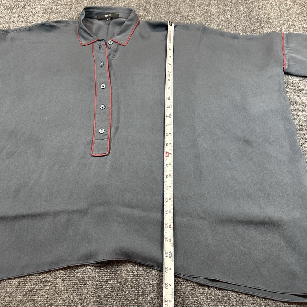 Gucci Blouse 100% Silk Asymmetric Bias Cut Blue Gray Oversize Italy 40 US 4 - Picture 6 of 11